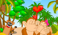 可愛的猴子接吻